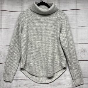 KUHL Sienna Sweater Women M Gray Cowl Neck Waffle Knit Pullover 4411 Gorpcore